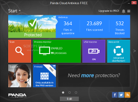 Showing the interface in Panda Cloud Antivirus Free